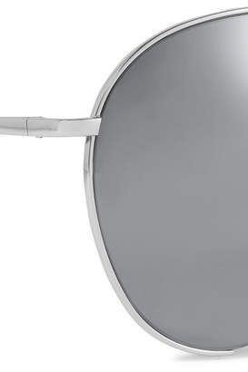 Linda Farrow Aviator-style White Gold-plated Mirrored Sunglasses - Silver