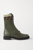 Thumbnail for your product : Fendi Logo-jacquard Stretch-knit And Leather Ankle Boots