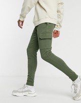 Thumbnail for your product : ASOS DESIGN skinny joggers with cargo pockets in khaki
