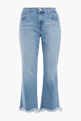 J Brand Cropped Distressed High-rise Bootcut Jeans