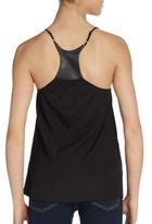 Thumbnail for your product : David Lerner Leather-Trim Stretch Silk Camisole