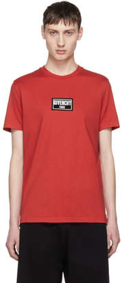 Givenchy Red Distressed Box Logo T-Shirt
