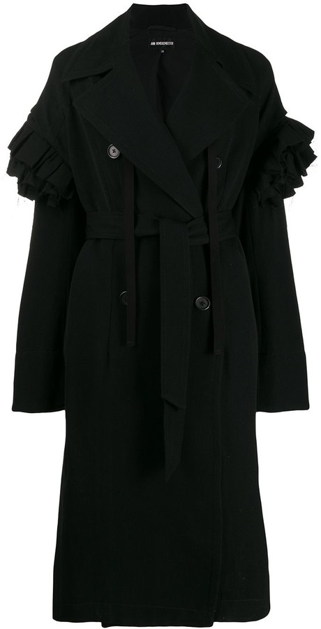 Ann Demeulemeester Ruffled Sleeve Trench Coat - ShopStyle