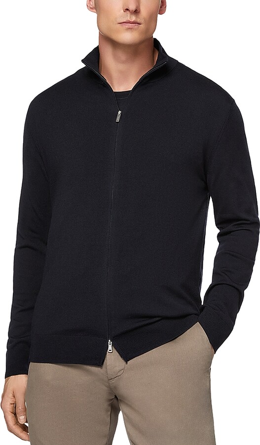 Boggi Milano Merino Wool Zip Front Sweatshirt