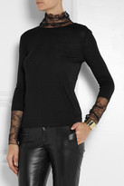 Thumbnail for your product : Nina Ricci Lace-trimmed jersey turtleneck top