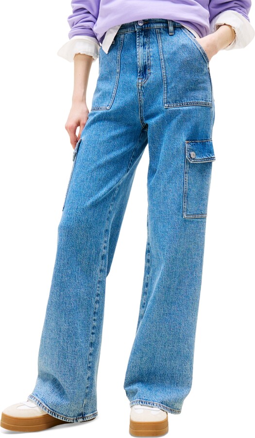 Tommy Jeans Women's Claire High-Rise Wide-Leg Cargo Jeans