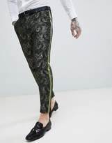 Thumbnail for your product : ASOS Edition EDITION skinny crop suit pants in green jacquard