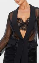 Thumbnail for your product : PrettyLittleThing Black Organza Sheer Blazer