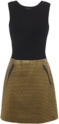 Boutique Moschino Quilted Lamé And Ribbed-knit Mini Dress