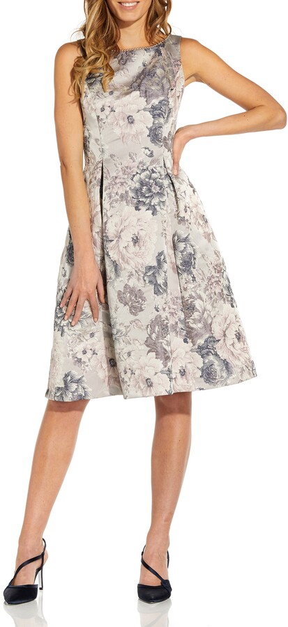 Adrianna Papell Floral Jacquard Fit & Flare Dress - ShopStyle