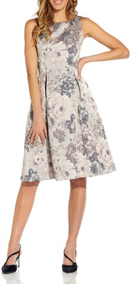 Adrianna Papell Floral Jacquard Fit & Flare Dress