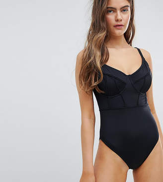 ASOS Design Fuller Bust Exclusive Contour Panel Underwired Swimsuit Dd-G
