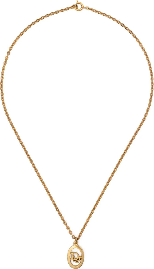 Christian Dior Pre-Owned 1980s Polished Logo-Pendant Necklace