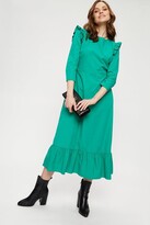 Thumbnail for your product : Dorothy Perkins Women's Green Frill Sleeve Midi Dress - 14