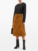 Thumbnail for your product : Proenza Schouler White Label Belted Cotton-blend Twill Midi Skirt - Brown