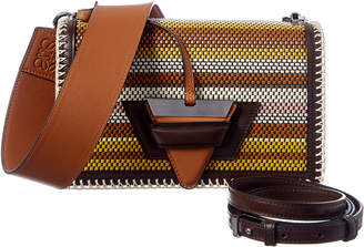 Loewe Barcelona Woven Stripe Leather Shoulder Bag