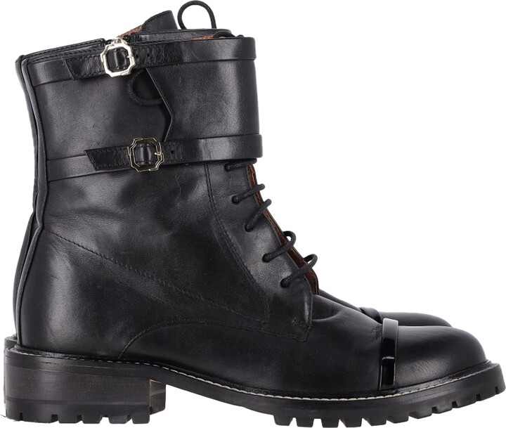 Malone Souliers Combat Boots in Black Leather