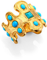 Thumbnail for your product : Kenneth Jay Lane Cabochon Column Wavy Cuff Bracelet