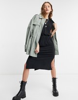 Thumbnail for your product : Object midi dress with padded shoulder in black