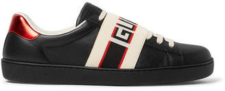 Gucci Logo-Print Leather Sneakers