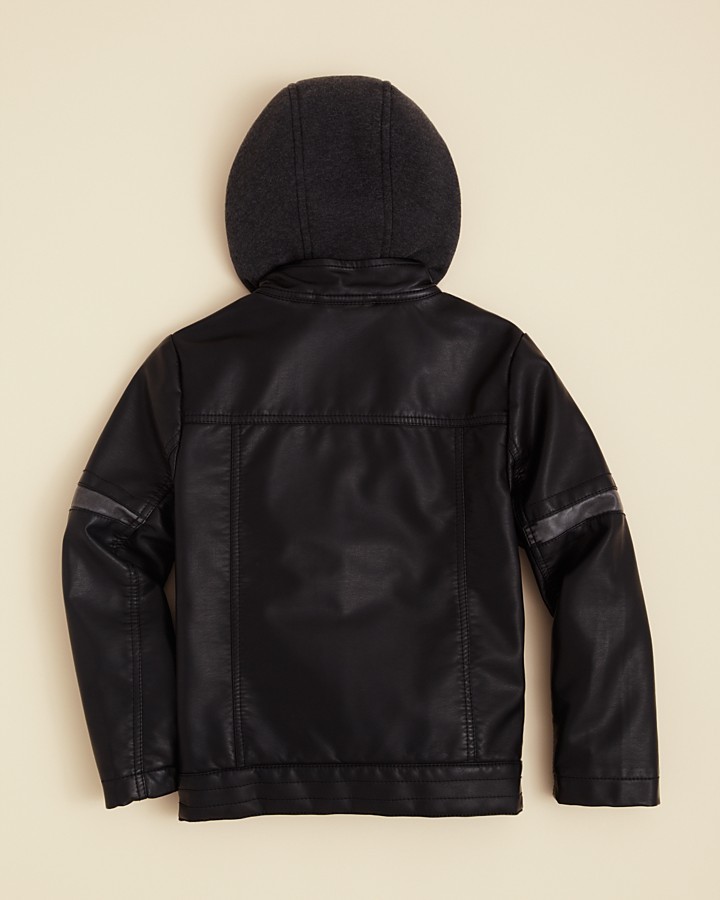 Urban Republic Boys' Hooded Faux Leather Moto Jacket - Sizes 8-20 ...