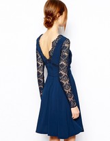 Thumbnail for your product : Warehouse Lace Sleeved Skater Dress