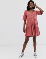 Thumbnail for your product : ASOS DESIGN Maternity textured button through smock dress with tiered skirt