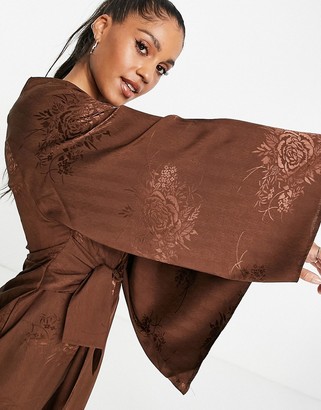 Rare London kimono sleeve jumpsuit in brown
