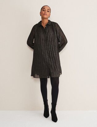 Phase Eight Foil Pleated Knee Length Shirt Dress - ShopStyle