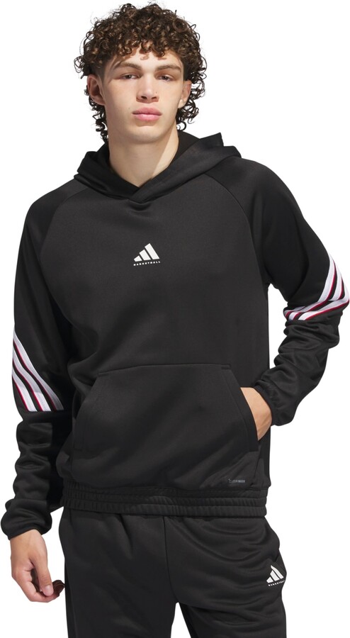 adidas Men's Select Foundation Fleece Basketball Hoodie - Black, White