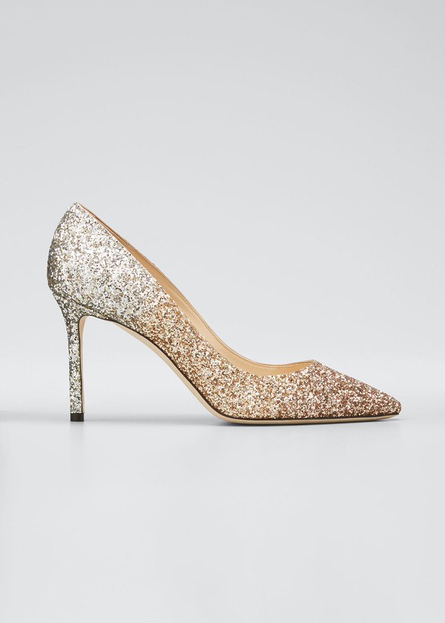 rose gold glitter pumps