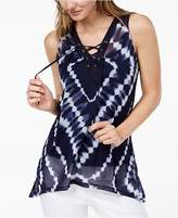 Thumbnail for your product : INC International Concepts Printed Lace-Up Tank Top, Created for Macy's