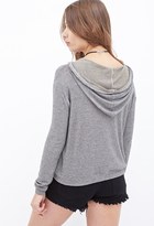 Thumbnail for your product : Forever 21 Striped Knit Drawstring Hoodie