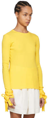 J.W.Anderson Yellow Long Sleeve Ribbed Tie Cuff T-Shirt