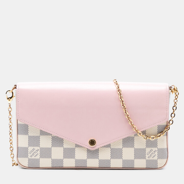 Louis Vuitton Pink White Damier Azur Calfskin Pochette Felicie