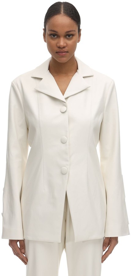 White faux leather blazer Clearance