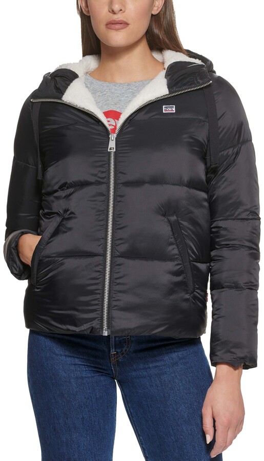 Levi's Women's Hooded Faux-Sherpa-Lined Puffer Coat, Created for Macy's -  ShopStyle