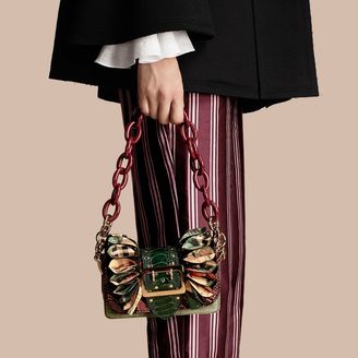 Burberry The Ruffle Buckle Bag in Snakeskin, Ostrich and Check, Pink