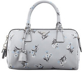 Thumbnail for your product : Prada Floral-Print Soft Saffiano Satchel Bag, Gray