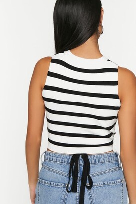 Forever 21 Striped Strappy Sleeveless Crop Top