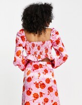 Thumbnail for your product : Topshop rose animal tie front in pink
