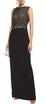 Thumbnail for your product : Oscar de la Renta Embroidered Bead-embellished Tulle-paneled Crepe Gown