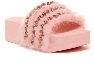 Jeffrey Campbell Novely Faux Fur Platform Slide Sandal