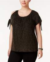 Thumbnail for your product : INC International Concepts Plus Size Metallic Cold-Shoulder Top, Created for Macy's