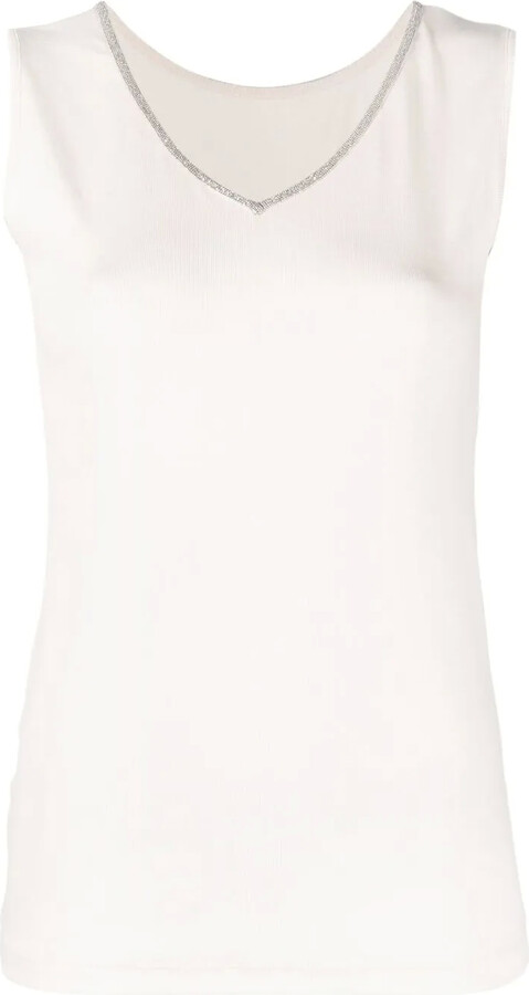 Fabiana Filippi bead-embellished V-neck tank top