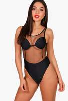 Thumbnail for your product : boohoo Mesh Moulded Swimsuit