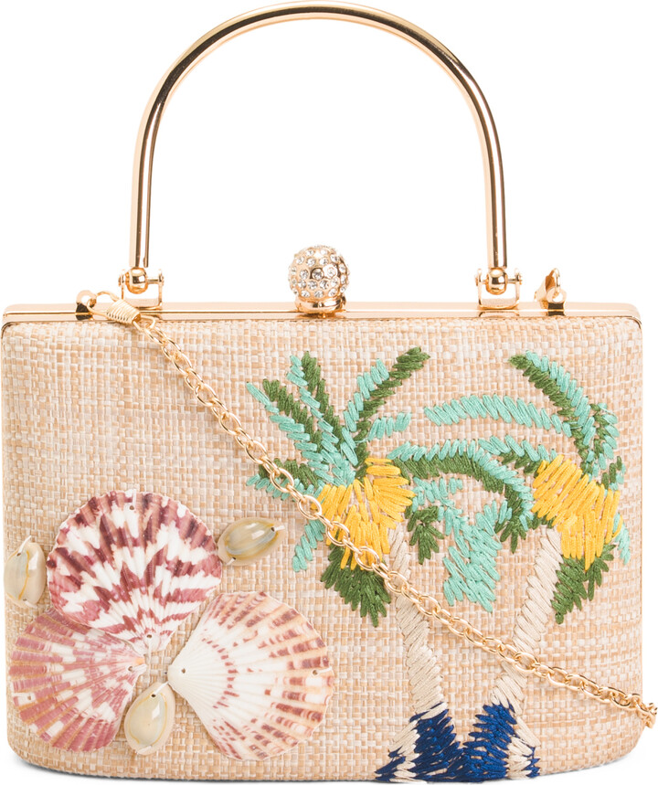 Alessia Bianchi Embroidered Palm Trees Clutch - ShopStyle