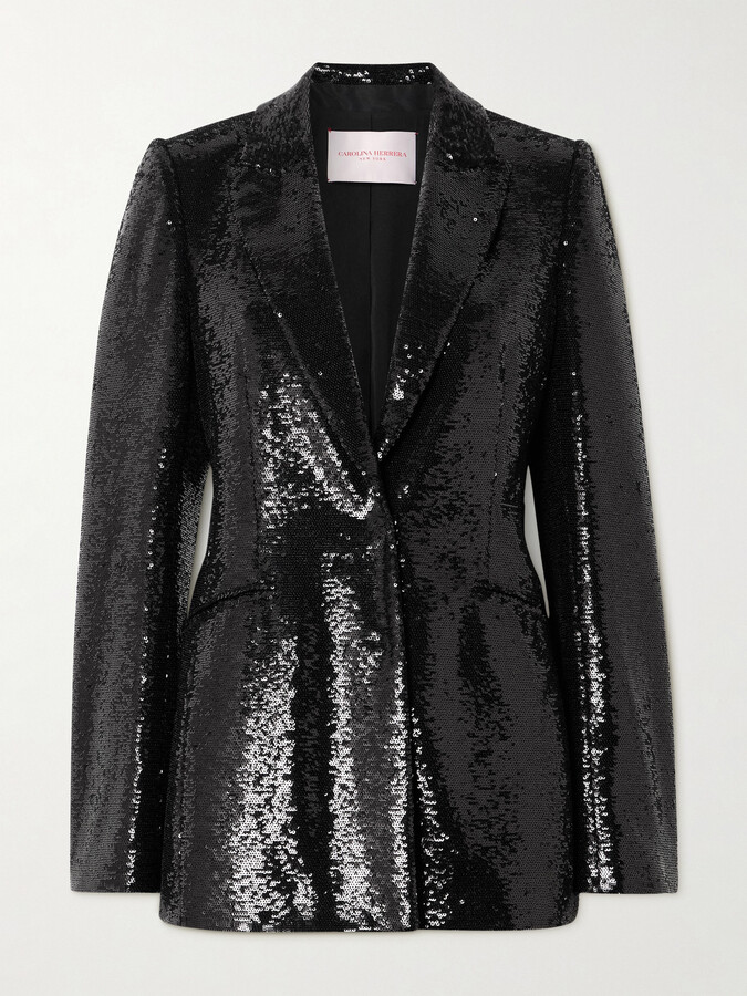 Carolina Herrera Sequined Tulle Blazer - Black
