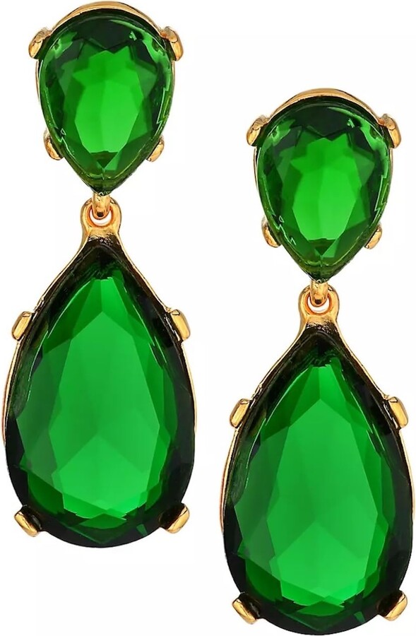 Kenneth Jay Lane Emerald Drop Earrings