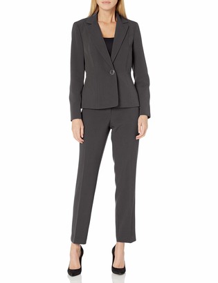 Le Suit Womens Plus Size Stretch Crepe 1 Button Notch Collar Pant Suit 